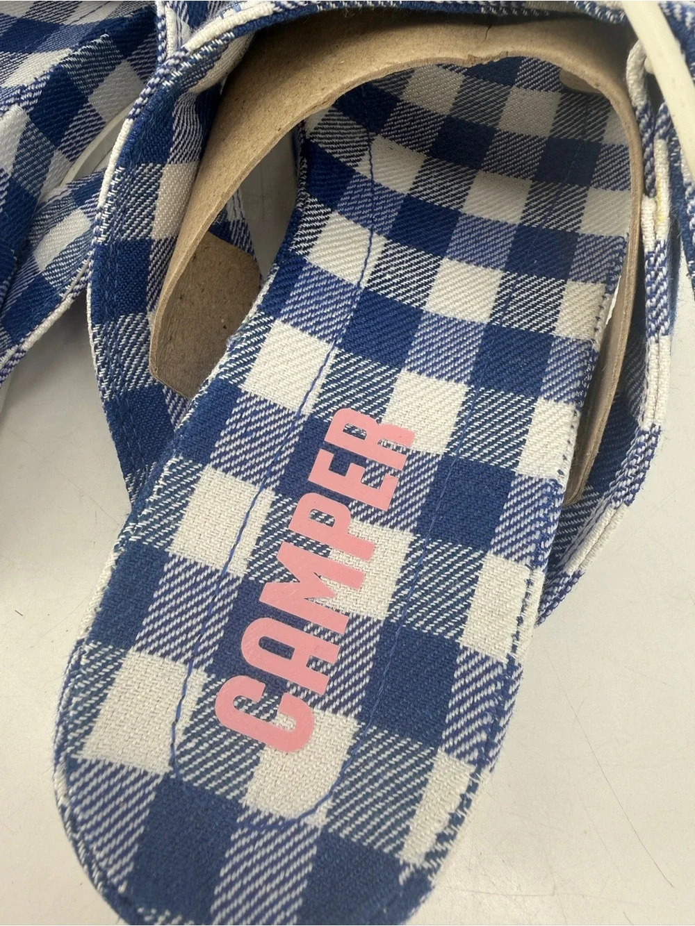 Camper Atonic Navy Gingham Platform Slides Buckle Plaid Sandals EU 37 US7 New - Picture 6 of 16